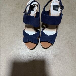 White House Black Market Blue Sandals with Ankle Strap